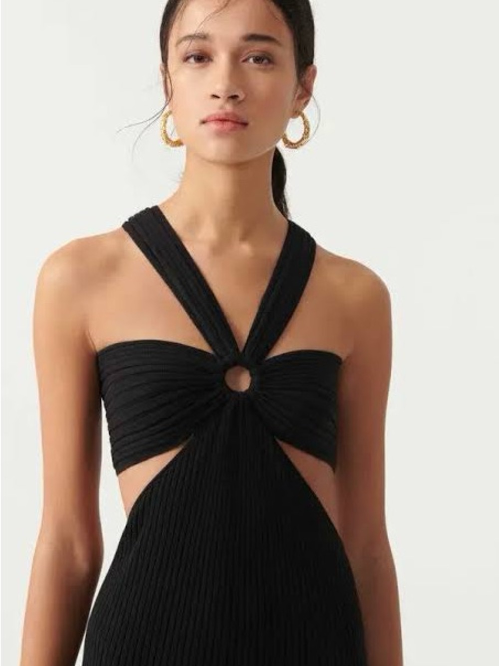 ba&sh NWT Black Maxi Dress with Twist Ring and Side Cutouts - Picture 2 of 7